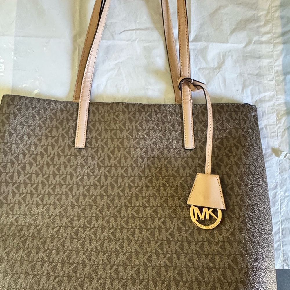 Michael Kors Brown Monogram Tote with Vachetta Leather
